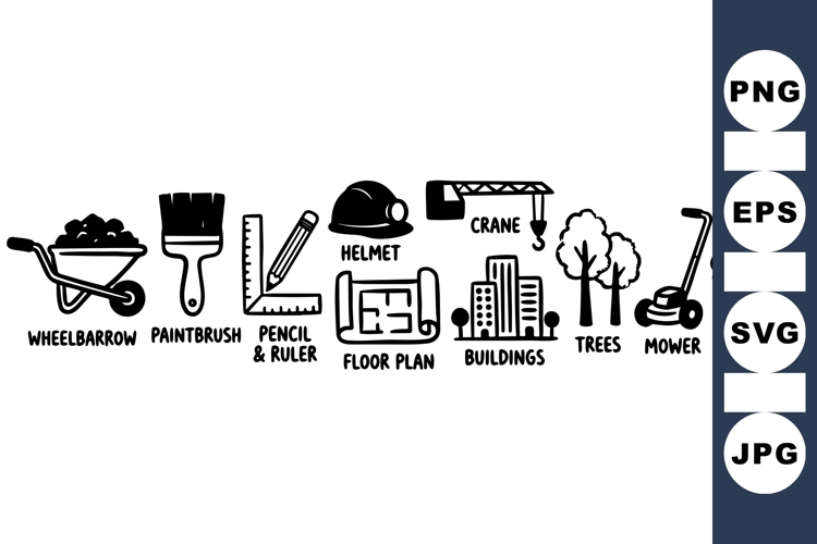Hand Drawn Construction Tools Vector Clipart