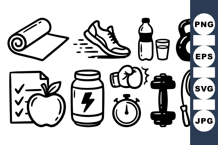 Hand Drawn Fitness Workout Icons