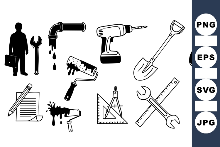 Black Tool Icon Vector For Construction Projects