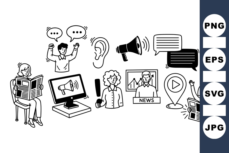 Black Outline Communication Icon Vector