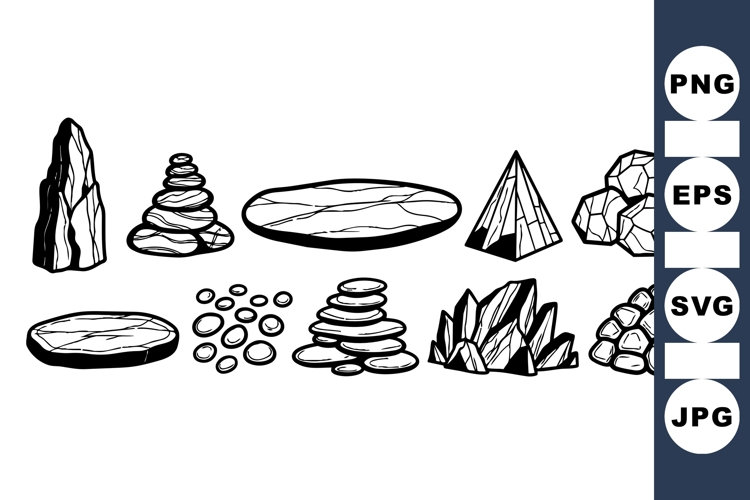 Hand Drawn Crystal Stone Vector Clipart for Crafts