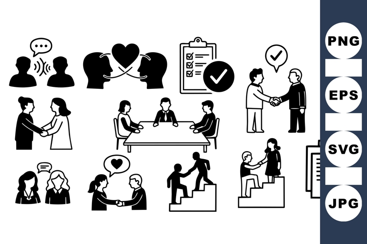 Business Meeting And Teamwork Icon For Presentations