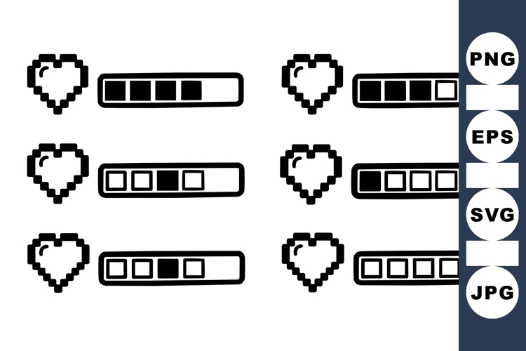 Pixel Heart Loading Bars Vector Icon