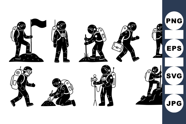 Astronaut Hiking Silhouette Clipart for Outdoors