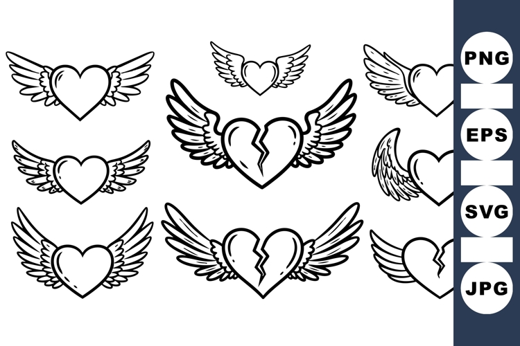 Winged Heart Vector Clipart for Valentine Designs
