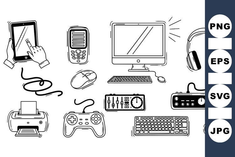 Hand Drawn Technology Gadgets Vector