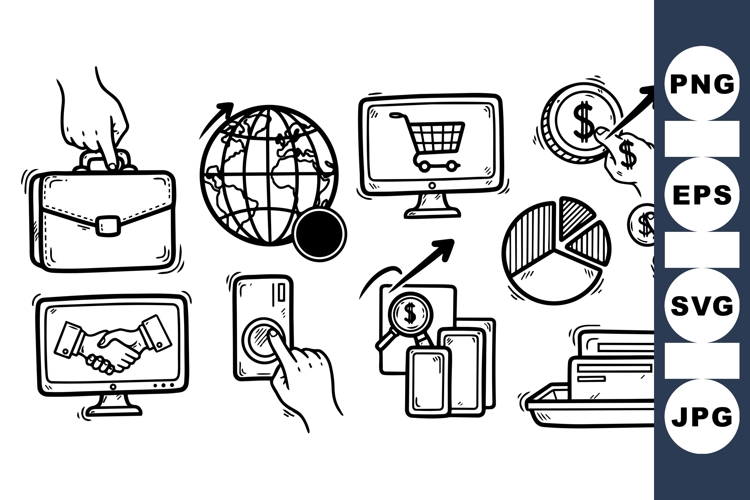 Hand Drawn Business Icons SVG Vector
