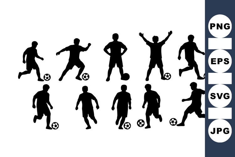 Soccer Player Silhouettes Vector Clipart