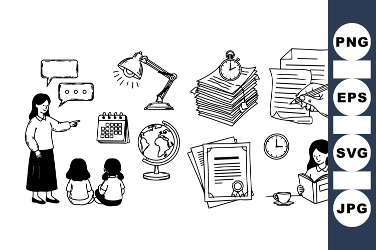 Hand Drawn Educational Vector Clipart