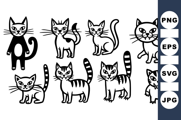 Hand Drawn Cat Clipart Vector for Crafts
