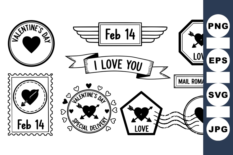 Valentine Day Stamp Clipart SVG for Cards