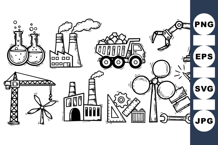 Industrial Machines And Factory Vector Clipart