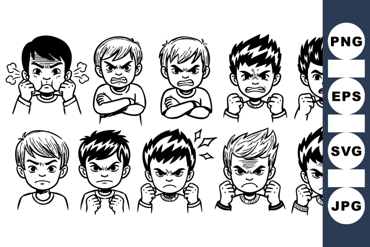 Angry Boy Expression Vector for Kids
