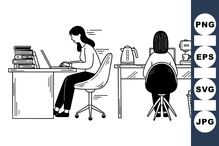 Remote Work Office Vector Clipart