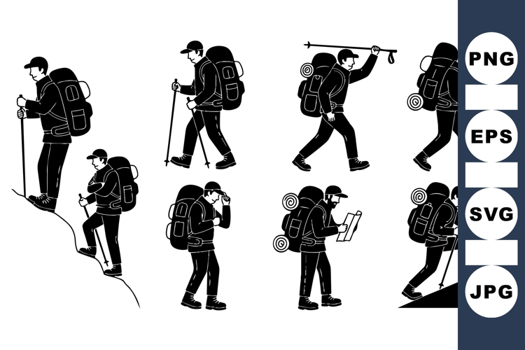 Outdoor Hiking Silhouette SVG Pack For Adventure Crafts
