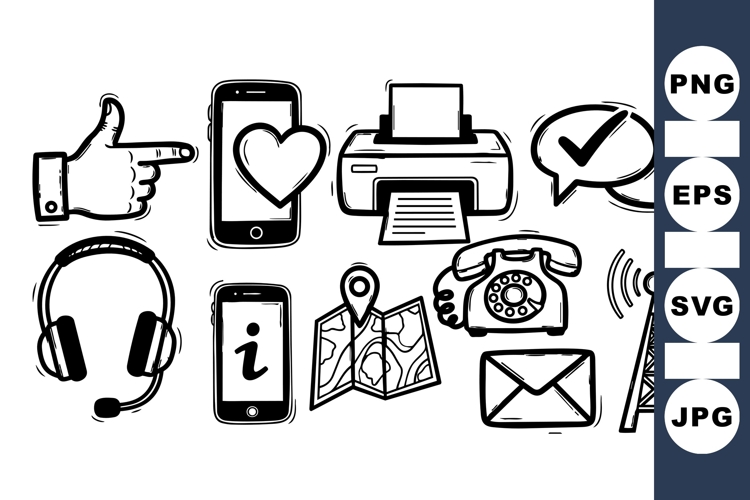 Hand Drawn Communication Icon SVG for Print