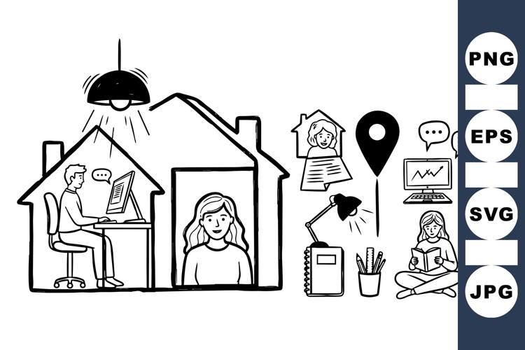 Work From Home Vector Clipart For Remote Projects