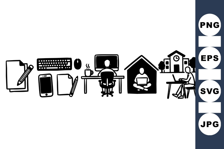 Hand Drawn Work From Home Icon