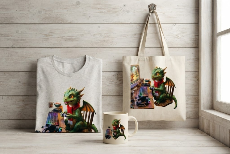 Dragon Christmas LAN Party Gamer Art