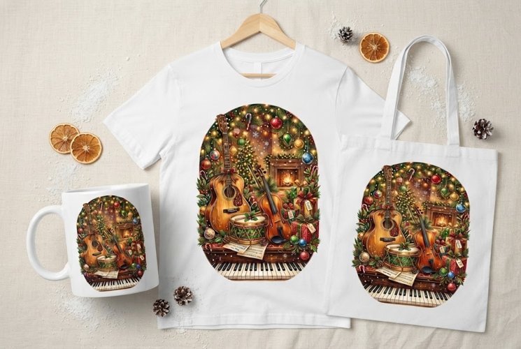 Christmas Musical Instruments Holiday Design