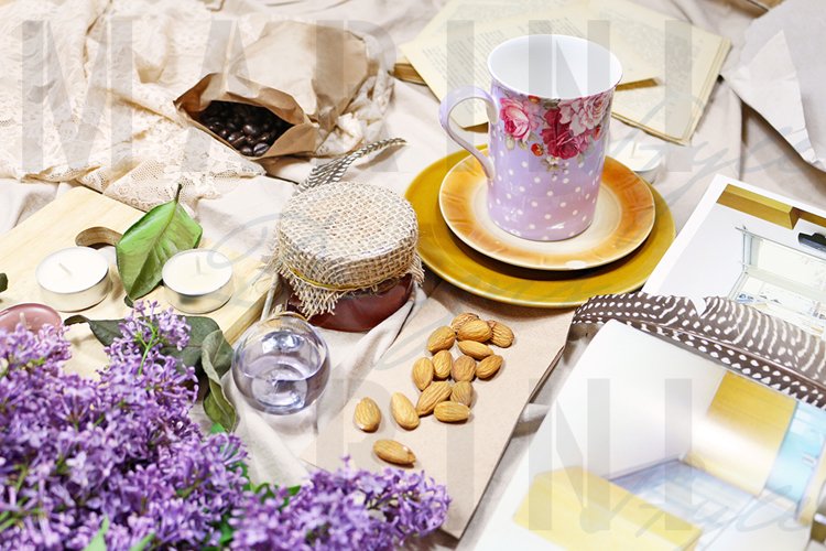 Feminine Desktop Mockup, Floral vintage stock photo 747