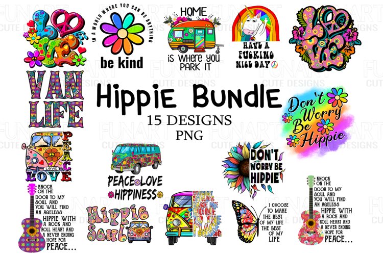 Hippie peace love bundle design example image 1