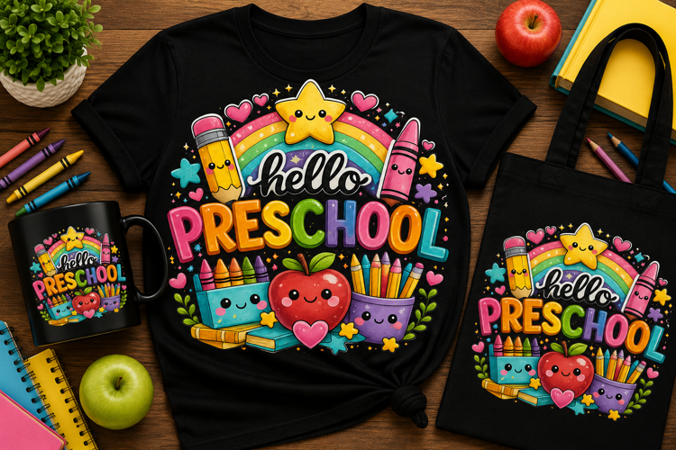 Hello Preschool PNG | Back to School Sublimation Design
