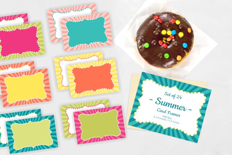 Blank Summer Color Cards with Bracket Frames Set of 24 PNG example image 1