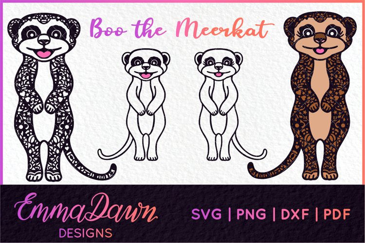 BOO THE MEERKAT SVG MANDALA / ZENTANGLE 4 DESIGNS example image 1