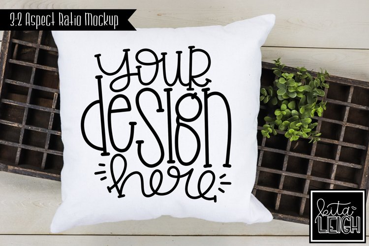 Pillow Mock-up with Letterpress Tray | Stylized Stock Photo example image 1