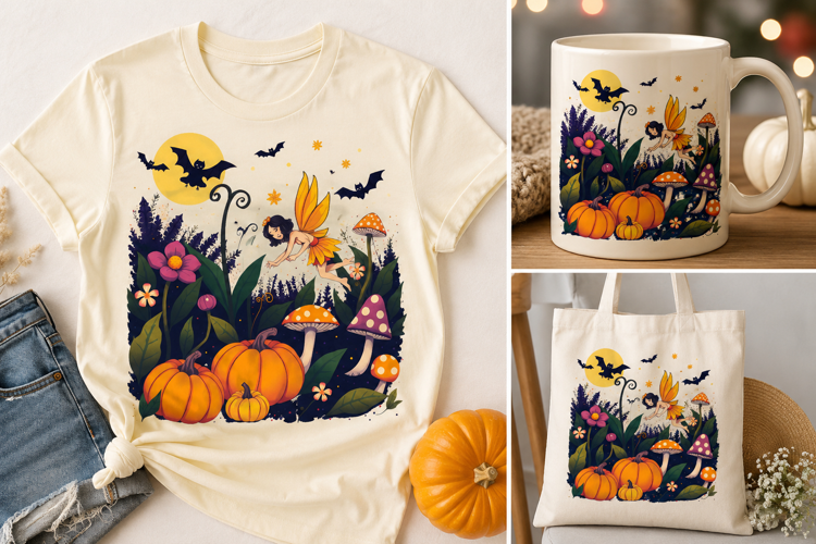 Halloween Fairy PNG | Magical Pumpkin Mushroom Forest