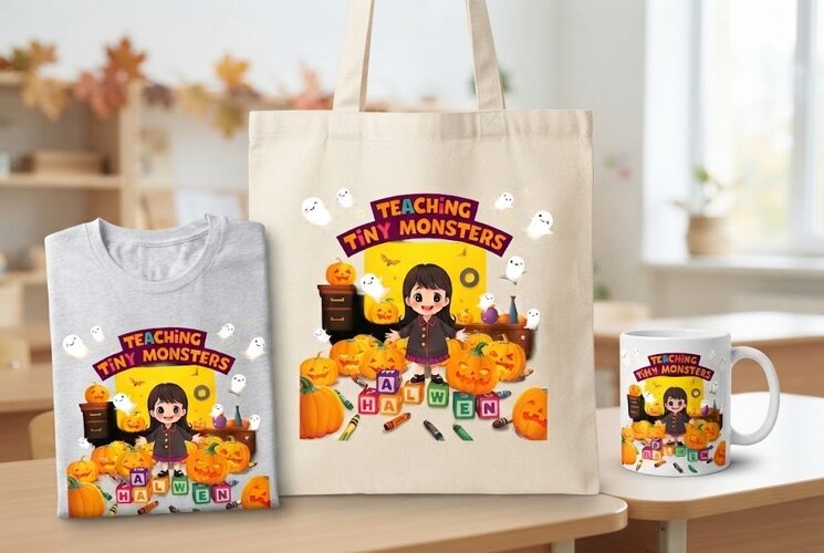 Halloween Teaching Tiny Monsters PNG | Teacher Classroom example image 1