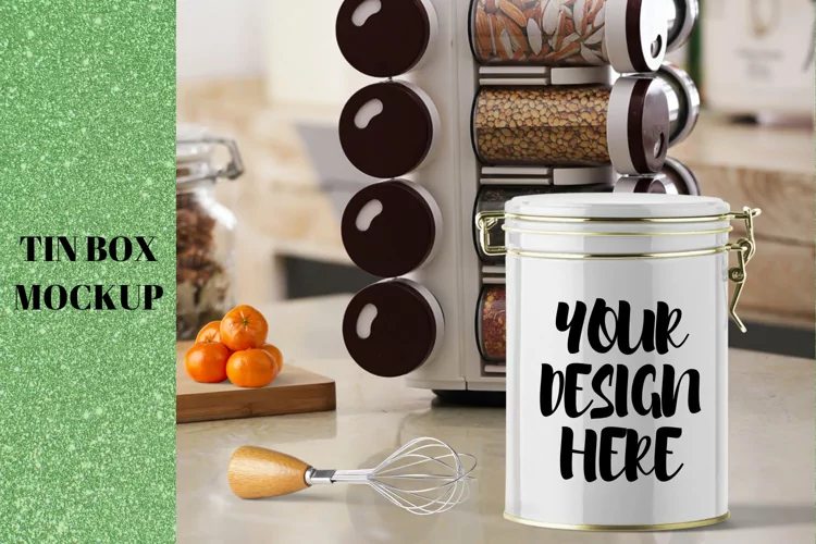 Kitchen Tin Box Mock Up - White