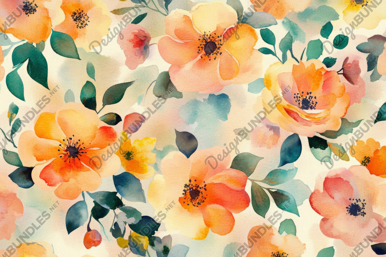 Watercolor Orange Flowers Background Wallpaper