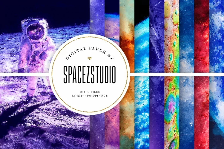 Outer Space With Painting Effect Scrapbook Digital Paper