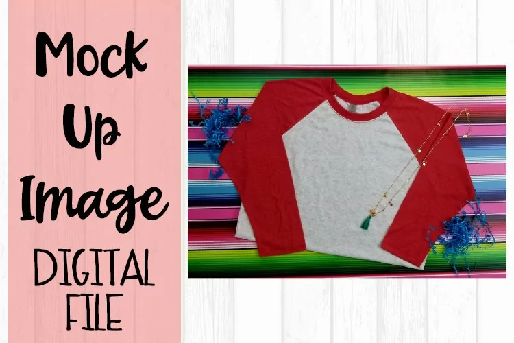 Red Raglan on Serape Mock Up
