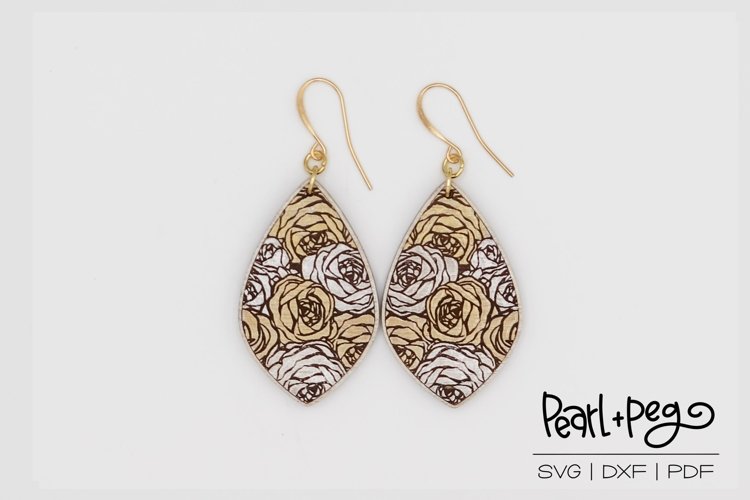 Compact Roses Drop Laser Engrave Earring Download