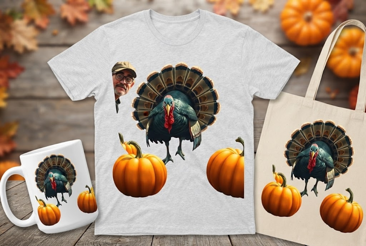 Hunter and Giant Turkey Thanksgiving Design