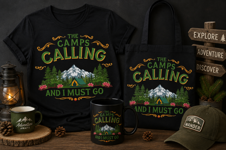 The Camps Calling Camping PNG, Mountain Outdoor Design