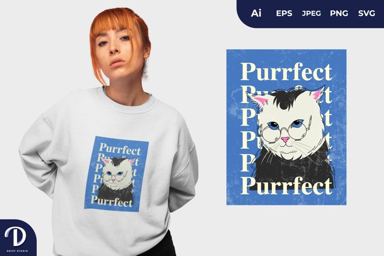 Vogue Cat for T-Shirt Design
