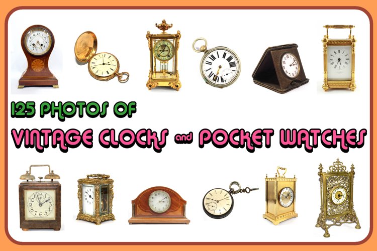 125 Photographs of Retro Vintage Clocks and Pocket Watches example image 1