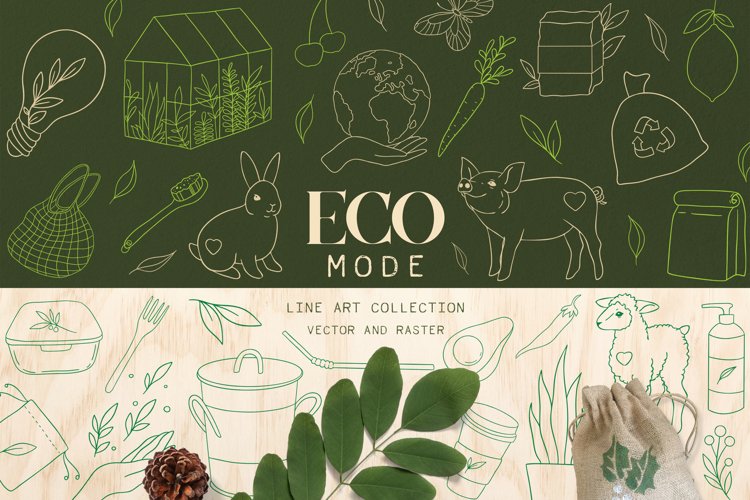 Eco clipart, Zero waste clipart, eco friendly art, Vegan art example image 1