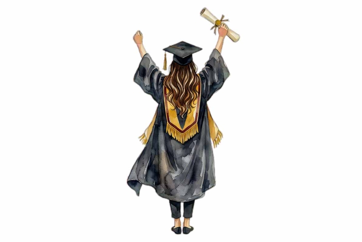 Woman Graduate Viewed from Behind Clipart