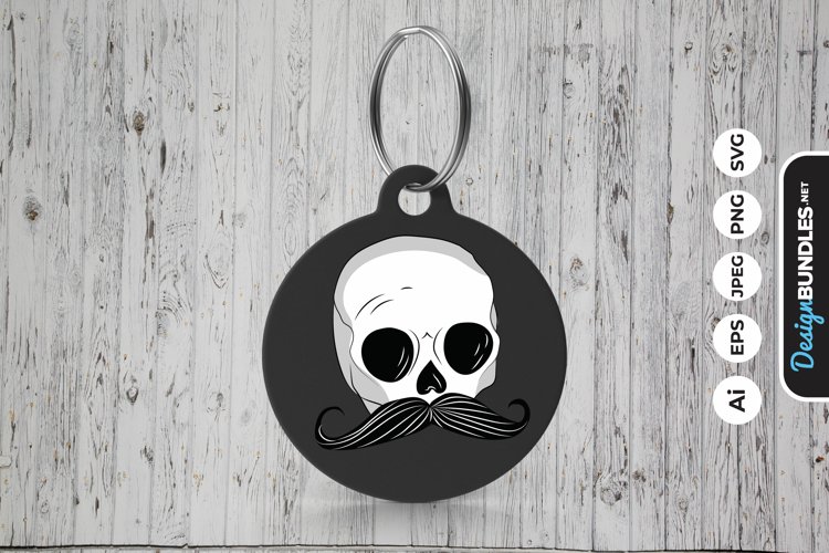 Skull with Mustache Keychain