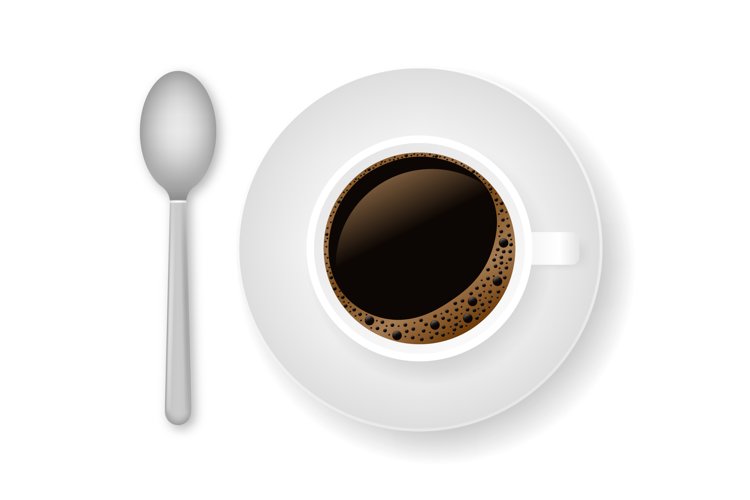 Hot coffee in a white cup and saucer example image 1