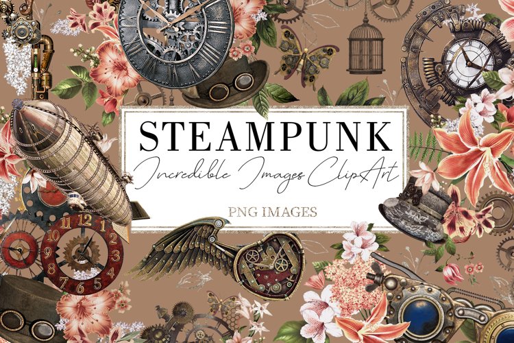 Steampunk |68 Elements in PNG example image 1