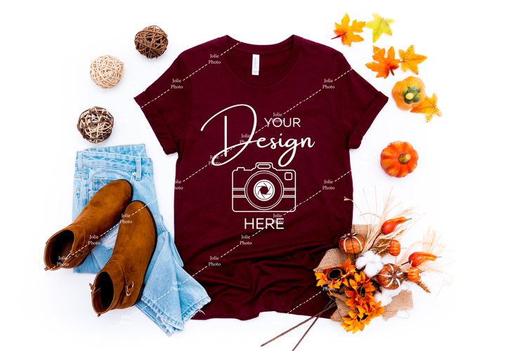 Bella Canvas 3001 Mockup Heather Cardinal T-shirt Mockup