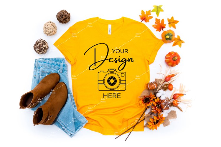 Bella Canvas 3001 Mockup Gold T-shirt Mockup Fall
