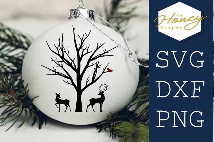 Chrismas Deer Cardinal Tree Winter SVG PNG DXF