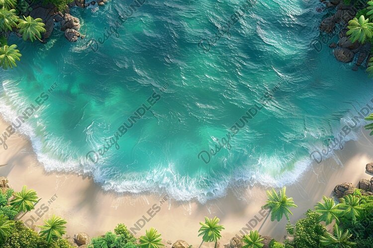 Aerial view turquoise ocean. Summer background. High photo example image 1